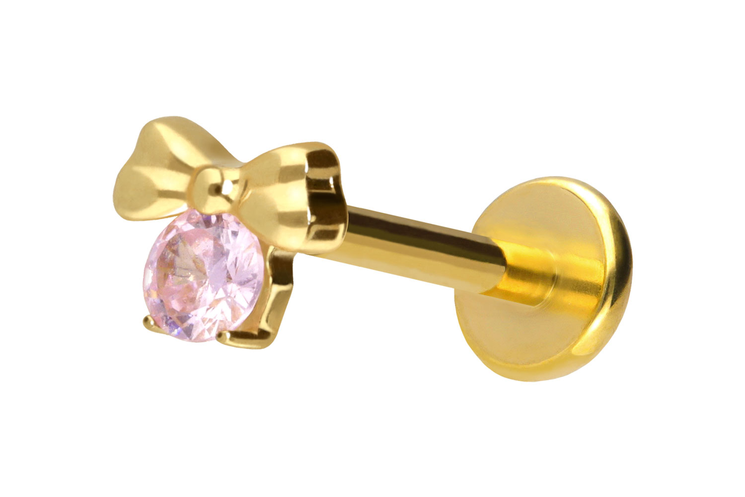 Titan Labret Piercing mit Push Fit SCHLEIFE + KRISTALL